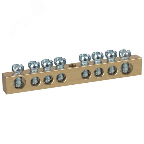 Шина NO-122-14 PEN земля-ноль 6х9мм 8/1 латунная с креплениями по центру