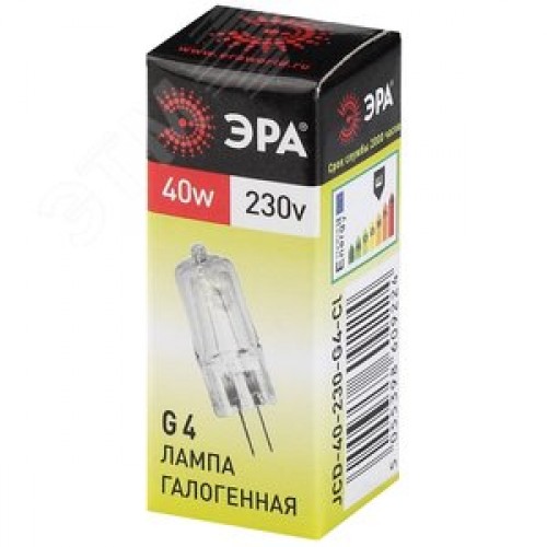 Лампа накаливания галогенная G4-JCD-40W-230V-CL (галоген, капсула, 40Вт, нейтр, G4) (100/1000/35000)