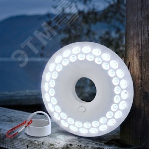 Фонарик светильник подвесной на батарейках 3хAA, подвес, карабин, магнитный в палатку, 48 LED KB-601 НЛО-48