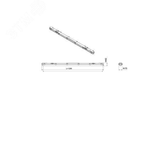 Светильник светодиодный под лампу Т8 SPP-101-0-001-120 Св-к IP65 T8 G13 1200мм (12/216)
