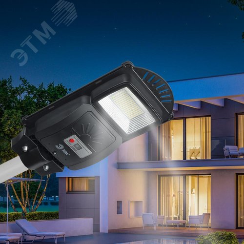 Светильник консольный на солнечной батарее, SMD, 20W, с датчиком движения, ПДУ, 400 lm, 5000К, IP65