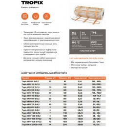 Мат нагревательный для электрического теплого пола Tropix МНН 1.5 кв.м 240 Вт