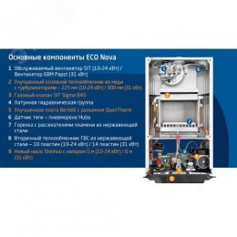 Котел газовый ECO Nova 10F настенный 10 кВт двухконтурный с закрытой камерой сгорания NEW