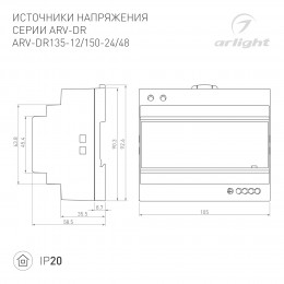 Блок питания ARS-35-24 (24V, 1.5A, 35W) (ARL, IP20 Сетка, 2 года)