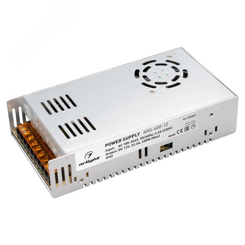 Блок питания ARS-400-12 (12V, 33.3A, 400W) (ARL, IP20 Сетка, 2 года)