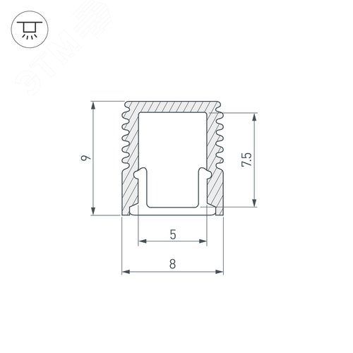Профиль SL-MINI-8-2000 ANOD (ARL, Алюминий)