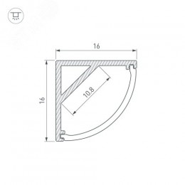 Профиль ARH-KANT-H16-2000 ANOD (ARL, Алюминий)