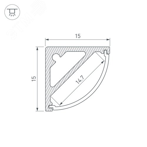 Профиль SL-KANT-H15-2000 ANOD (ARL, Алюминий)