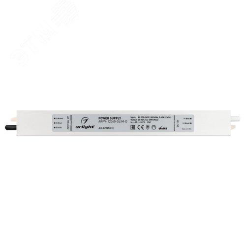 Блок питания ARPV-12060-SLIM-D (12V, 5A, 60W) (ARL, IP67 Металл, 3 года)