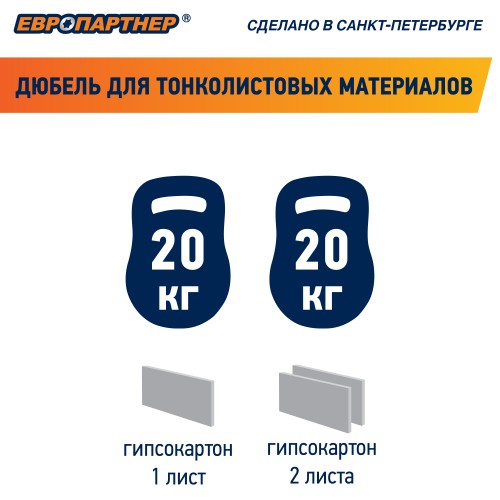 Дюбель для гипсокартона бабочка 10х50 нейлон с шурупом 4х60 (60 шт)