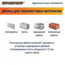 Дюбель для гипсокартона бабочка PLA 10х50 с шурупом (60шт)