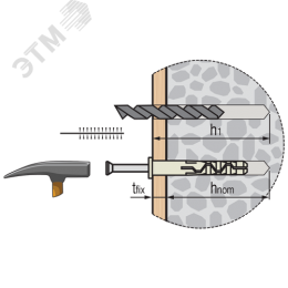 Дюбель-гвоздь PDGN LK 6х40,цилиндр. манж.