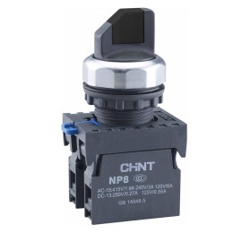 Переключатель без подсветки NP8-11X/212, 2 положения с фиксацией, черный, 1НО+1НЗ, IP65 (R)