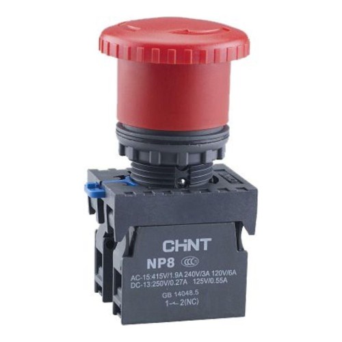 Кнопка Грибок  40мм NP8-11ZS/14 с фиксацией, красная, 1НО+1НЗ, IP65 (R)