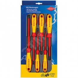 Набор отвёрток VDE 1000V, 6 предметов, комлектация: 9820xx SL3/4/5.5/6.5 шлицевые, PH1/2 крестовые, диэлектрические,