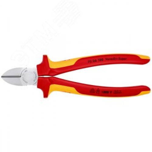 Бокорезы VDE 1000V резка - мягкая проволока 4мм проволока средней твердости 3мм твердая проволока 25мм L=180мм 62HRC диэлкектрические хромированные двухкомпонентные рукоятки