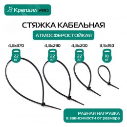 Стяжка кабельная PRO 3.5х150 нейлоновая черная (100 шт.)