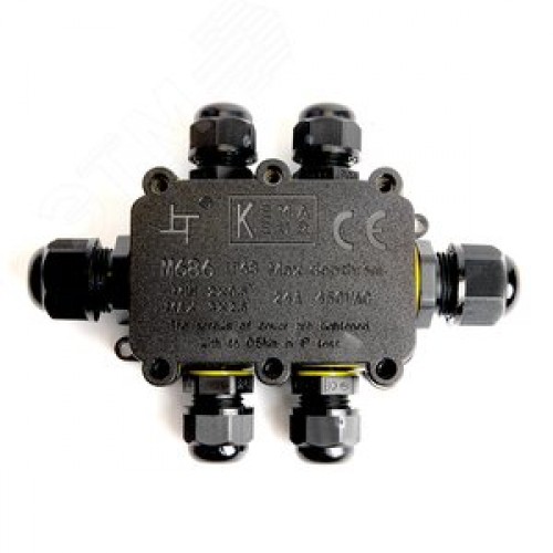 Коробка распределительная водонепроницаемая 6 выходов, с клеммой в комплекте,