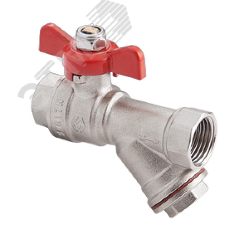 Кран шаровой 1/2' ВВ со встроенным фильтром ручка бабочка