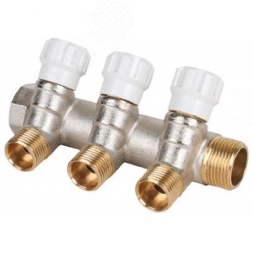 Коллектор 3/4'x3 выхода 1/2' НР с вентилями