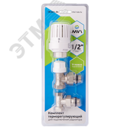 Комплект для подключения радиатора 3 в 1 терморегулирующий угловой 3/4'