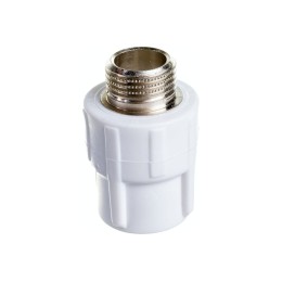 Муфта комбинированная 25x3/4' НР, полипропиленовая PPR белая