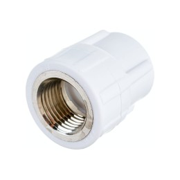 Муфта комбинированная 25x3/4' ВР, полипропиленовая PPR белая