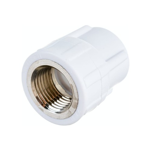 Муфта комбинированная 20x1/2' ВР, полипропиленовая PPR белая