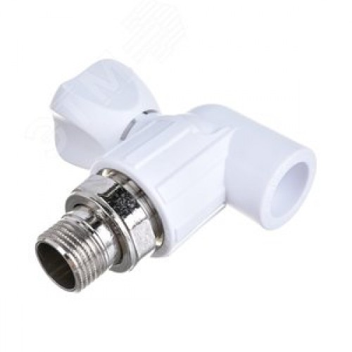 Кран для радиатора угловой 20х1/2' полипропиленовый PPR белый