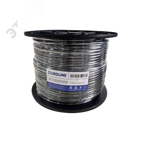 Кабель видеонаблюдения КВК-П-2 2х0.50 200м, черный