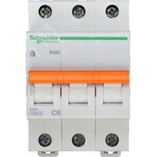 Выключатель автоматический трехполюсный 6А С ВА63 4.5кА
