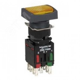 Кнопка квадратная с подсветкой желтая