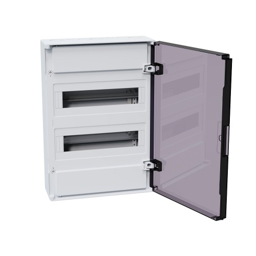 Щит ЩРН-п-24 белый с черной полупрозрачной дверью IP40 OptiBox PRO