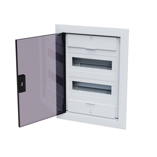 Щит ЩРВ-п-24 белый с черной полупрозрачной дверью IP40 OptiBox PRO