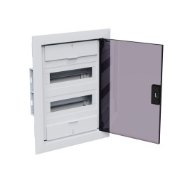 Щит ЩРВ-п-24 белый с черной полупрозрачной дверью IP40 OptiBox PRO