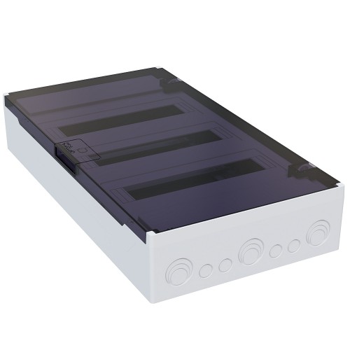Щит ЩРН-п-36 белый с черной полупрозрачной дверью IP40 OptiBox PRO