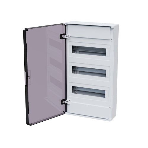 Щит ЩРН-п-36 белый с черной полупрозрачной дверью IP40 OptiBox PRO