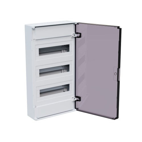 Щит ЩРН-п-36 белый с черной полупрозрачной дверью IP40 OptiBox PRO