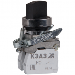 Переключатель КПЕ1620РС-черный-2но+0нз-ручка-фикс-2поз-IP65