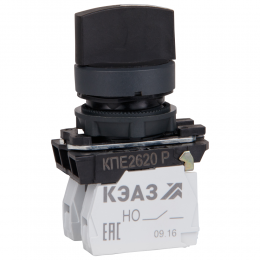 Переключатель КПЕ2620Р-черный-2но+0нз-ручка-фикс-3поз-IP65