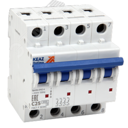 Выключатель автоматический четырехполюсный 32А C 6кА AC OptiDin BM63-4C32-УХЛ3