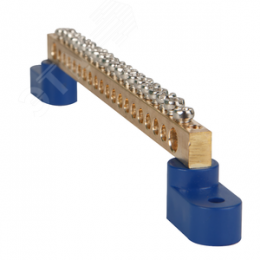 Шина нулевая с двумя изоляторами OptiKit BB-T-N-S-10-6х9-синий