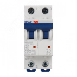 Выключатель автоматический двухполюсный 32А C 6кА AC OptiDin BM63-2C32-УХЛ3