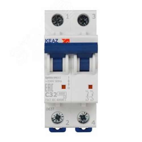 Выключатель автоматический двухполюсный 32А C 6кА AC OptiDin BM63-2C32-УХЛ3