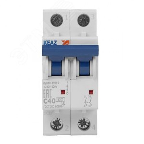 Выключатель автоматический двухполюсный 40А C 6кА AC OptiDin BM63-2C40-УХЛ3