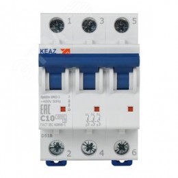 Выключатель автоматический трехполюсный 10А C 6кА AC OptiDin BM63-3C10-УХЛ3