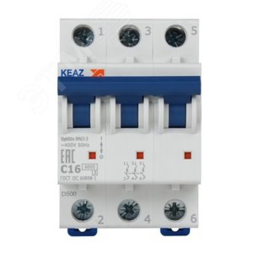 Выключатель автоматический трехполюсный 16А C 6кА AC OptiDin BM63-3C16-УХЛ3