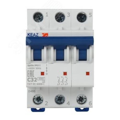 Выключатель автоматический трехполюсный 32А C 6кА AC OptiDin BM63-3C32-УХЛ3
