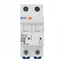 Выключатель автоматический двухполюсный 10А C 4,5кА AC OptiDin BM63-2C10-4,5-УХЛ3