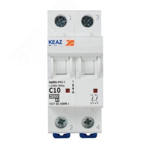 Выключатель автоматический двухполюсный 10А C 4,5кА AC OptiDin BM63-2C10-4,5-УХЛ3